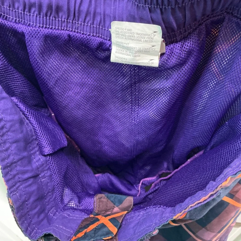 Speedo Plaid Swim Trunks Swimsuit Shorts Lined‎ Drawstring Small